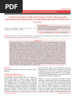 A Critical Evaluation of Risk and Protective Factors Influencing the Development and Maintenance of Internalizing Disorders in Adolescents