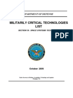 Department of Defense - Militarily Critical Technologies List Section 19: Space Systems Technology