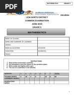 Grade 5 June Mathematics Exam 2019