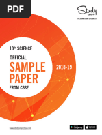 10th Science Official Sample Paper from CBSE for 2018-19