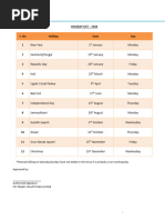 Holiday List - INDIA 2024