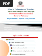 Steps to Select a Topic for Doing Research