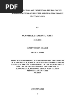 Project on Fraud Detection and Prevention the Role of an Auditors (a Study of Selected Auditing Firm in Ogun State)