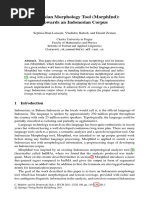 Indonesian Morphology Tool (MorphInd)- Towards an Indonesian Corpus