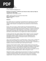 Relatório de Frequência e Justificativa Das Faltas Do Aluno Anderson Felipe Da Conceição Dos Santos Melo