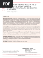 CONSIDERATION OF SPORT DEMANDS FOR AN 18-YEAR-OLD LACROSSE PLAYER WITH RECALCITRANT SYMPTOMATIC SPONDYLOLYSIS- A CASE REPORT