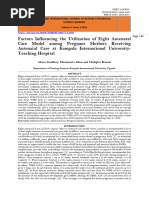 Factors Influencing the Utilization of Eight Antenatal  Care Model among Pregnant Mothers Receiving  Antenatal Care at Kampala International University Teaching Hospital (www.kiu.ac.ug)