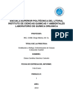 Informe de Laboratorio de Química Orgánica: Destilación A Reflujo: Determinación de Grasas Extracción Soxhlet ESPOL