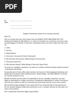 Permission Letter for In-Campus Activity