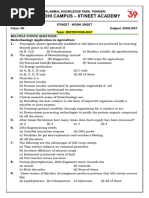 Biotechnology - Zoology - Neet Work Sheet