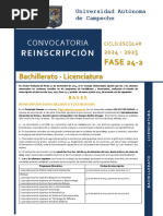 Convocatoria Reinscripción 2024-2025  Fase 24-2