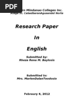 Research Paper in English: Northern Mindanao Colleges Inc