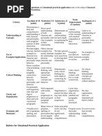 Here Are Rubrics for Your Essay Questions and Situational Practical Application Tasks in the Subject Character Formation