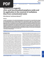 12 - Namvari, M., & Namazi, H. (2014). Synthesis of magnetic citric‐acid‐functionalized graphene oxide and its application in the removal of methylene blue from contaminated water.