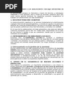 FORMAS DE AYUDAR A LOS ADOLESCENTES CON BAJA AUTOESTIMA EN PSICOTERAPIA