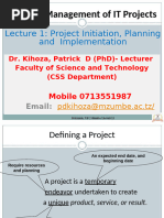 Lecture1 IT Project Initiation+Planning