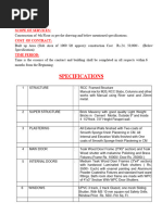 SPECIFICATIONS for 4 th floor