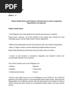 BSBA 2-F (Filipino Health Status and Programs of Government as well as supporting Organizations and Agencies)