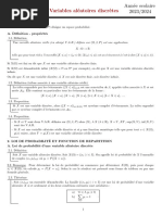 Variables aléatoires discrètes - Résumé