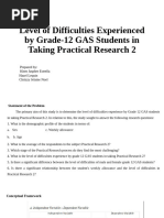 Level of Difficulties Experienced by Grade 12 GAS Students PPT. 1