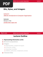 Lecture 3 - Bits, Bytes, and Integers