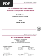 David E. Moncton - An X-Ray Laser at The Transform Limit: Technical Challenges and Scientific Payoff