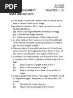 LIGHT REFLECTION NUMERICALS