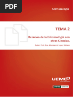 Tema 2. Relacion de la Criminologia con otras Ciencias