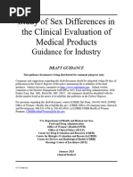 Study of Sex Differences in the Clinical Evaluation of Medical Products Guidance for Industry