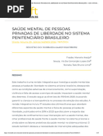 Saúde Mental de Pessoas Privadas de Liberdade No Sistema Penitenciário Brasileiro – Issn 1678-0817 Qualis b2