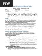 Strategic Management (Part -2) - Answer sheet