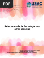 LA SOCIOLIGÍA Y SUS RELACIONES CON OTRAS CIENCIAS