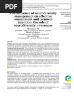 The influence of neurodiversity  management on affective  commitment and turnover  intention: the role of  neurodiversity awareness