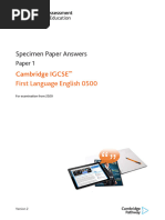 0500 Specimen Paper Answers (for Examination From 2020)