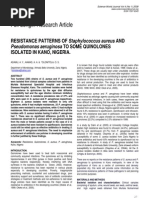 Full Length Research Article: RESISTANCE PATTERNS OF Staphylococcus Aureus AND Isolated in Kano, Nigeria