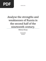 Analyse The Strengths and Weaknesses of Russia During The Second Half of C19th