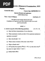 2025 5th Sem Physics Question Papers