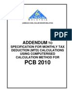 Addendum: TO Specification For Monthly Tax Deduction (MTD) Calculations Using Computerised Calculation Method For