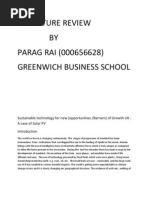 Literature Review BY PARAG RAI (000656628) Greenwich Business School