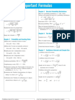 Important Formulas: Data Description Discrete Probability Distributions