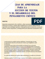 Estrategias de Aprendizaje para La Construccion de Textos y Desarrollo Del To Critico