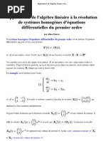 Applications de L'algèbre Linéaire À La Résolution de Systèmes Homogènes D'équations Différentielles Du Premier Ordre