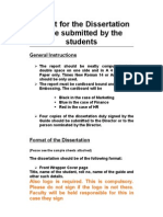 Format For The Dissertation To Be Submitted by The Students: General Instructions