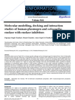 Molecular Modelling, Docking and Interaction Studies of Human-Plasmogen and Salmonella-Enolase With Enolase Inhibitors