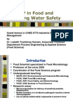 HACCP in Food and Drinking Water Safety