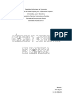 Génesis y Definición de Empresa