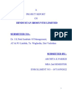 Hindustan Biosynth Limited: A Project Report ON