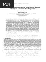 Mergers and Acquisitions (M&as) in The Nigerian Banking