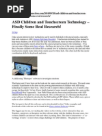 ASD Children and Touchscreen Technology - Finally Some Real Research!