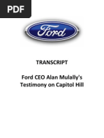 Ford CEO Alan Mulally Oral Testimony